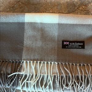 Gray and Cream Cashmere Scarf